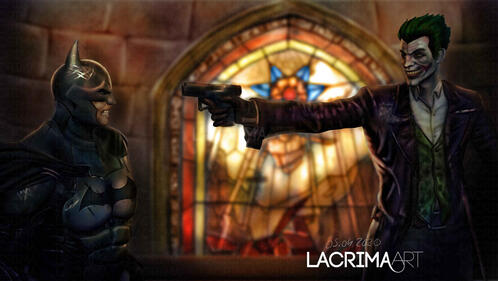 Screencape Redraw of the boss fight scene from Batman™: Arkham Origins game.