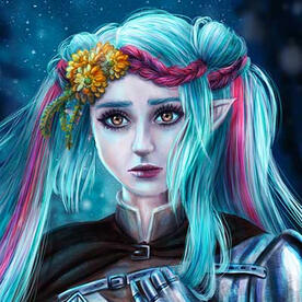 Profile Icon from digital freelance artist lacrimaart of a female elf with twin tails