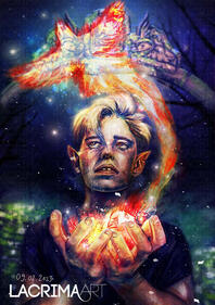 Fanart of Hunter from The Owl House watching Flapjack´s soul rising to heaven.