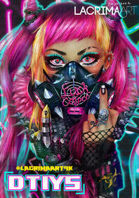 Draw This In Your Style drawing challenge with a pink haired cyberpunk girl.