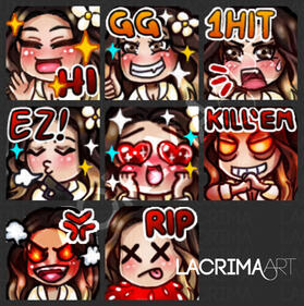 Cute chibi emote pack for MadMorona on Twitch.