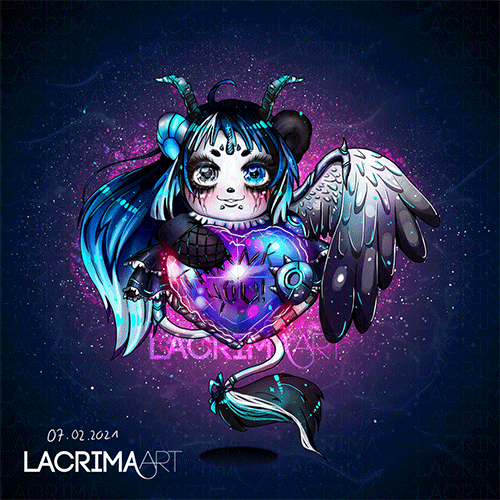 Cute animated Panda Cyborg (PANDROID) thanks you on Valentine´s Day.